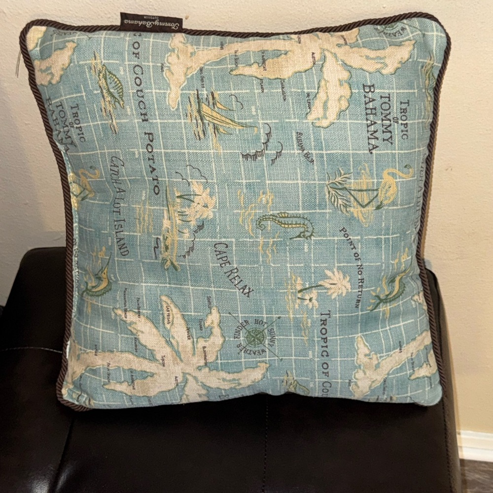 Tommy Bahama Coastal Blue and Cream Pillow